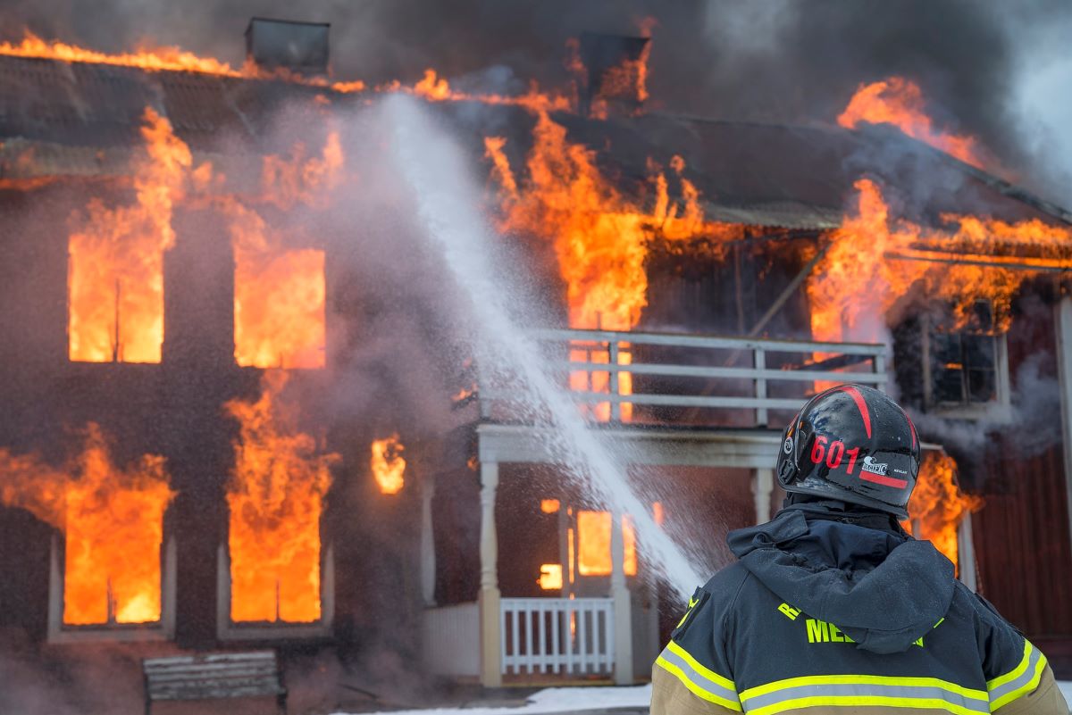 fire fighters - burning house