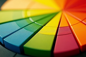Vibrant Color Wheel Close-Up Showcasing a Spectrum of Rainbow Hues
