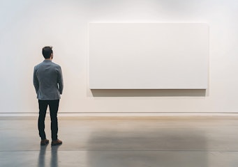 man staring at a blank canvas